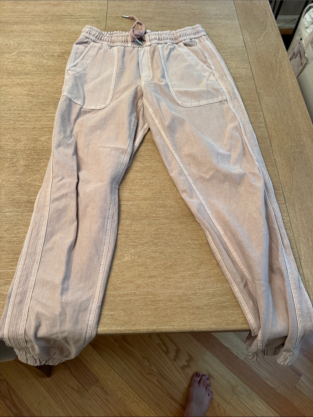 Athleta Light Pink Drawstring Track Joggers
